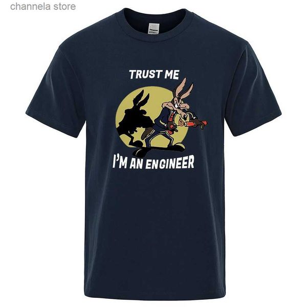 T-shirts pour hommes Faites-moi confiance, je suis un ingénieur T-shirt pour hommes Pur coton Vintage T-shirt Col rond T-shirts d'ingénierie Classique Homme Vêtements surdimensionné T240202