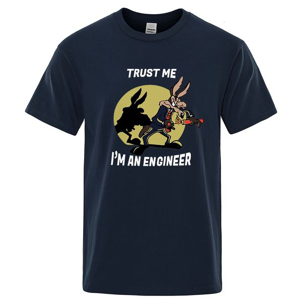 T-shirts pour hommes Faites-moi confiance, je suis un ingénieur T-shirt pour hommes pur coton vintage T-shirt col rond t-shirts d'ingénierie classique homme vêtements surdimensionnés 230303
