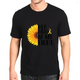 Camisetas para hombre, camiseta a la moda con estampado Her Fight Is My Ovarian Cancer Teal Ribbon, camisetas holgadas personalizadas, Top para hombre
