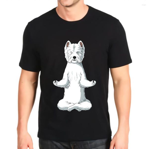 Hommes t-shirts t-shirt mode imprimé méditer West Highland blanc Terrier chien t-shirts haut hommes personnalisation ample