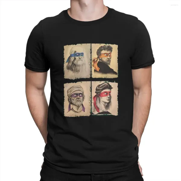Camisetas para hombre, camiseta divertida de tortugas italianas, regalo para amantes del arte, camisa de poliéster para artistas Ninja renacentistas, ropa de calle con imágenes