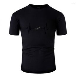 T-shirts pour hommes t-shirt homme coton célèbre comique battement de coeur avion Ekg cadeau T-Shirts col rond couleur unie Camisas chemise