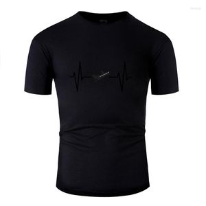 Heren t shirts t-shirt man katoen beroemd komisch hartslag vliegtuig vliegtuig ekg cadeau t-shirts o-neck stevige kleur camisas shirt