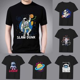 T-shirts voor heren t-shirt heren mode casual anime cartoon fantasie astronaut print patroon serie top oneck slanke forens zwart herenhemd z0424