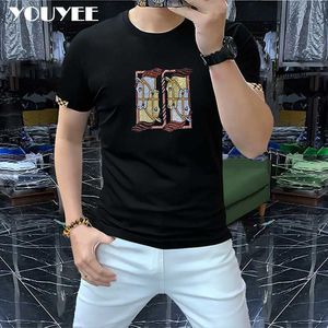 Heren t-shirts t-shirt heren zware ambacht hot diamant paardenhoofd zomer nieuwe korte mouw mannelijke top ronde meck high-grade ontwerper man kleding 4x z0221