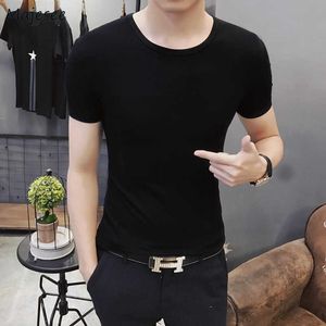 Camisetas para hombre, camisetas para hombre, moda Ulzzang de un solo cuello para adolescentes, ropa de calle de estilo europeo para hombre, ropa fresca de verano diaria nueva Z0522