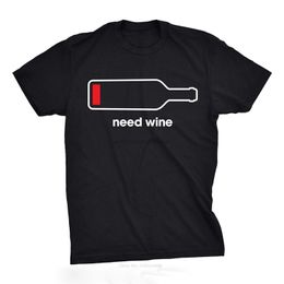 T-shirts voor heren T-shirts Heren hebben wijn nodig T-shirt Grappig drinken Telefoon Batterij Tee voor jongens T-shirt Korte mouw Heren 230408