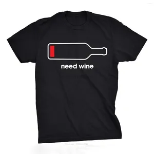 T-shirts pour hommes t-shirts hommes besoin de vin T-shirt drôle boire téléphone batterie T-shirt pour les gars T-shirt à manches courtes