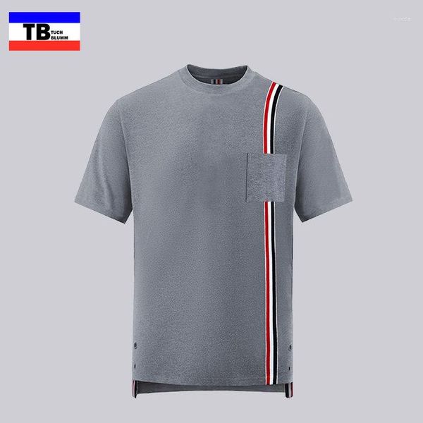 Camisetas de hombre TUCH BLUMM Pocket Tops rojo blanco azul cinta raya algodón verano manga corta camiseta ocio moda hombres Harajuku camiseta