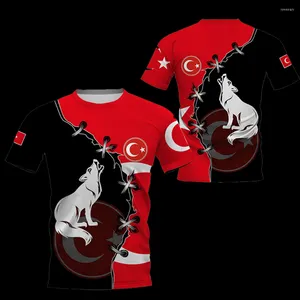 Camisetas para hombre, camisetas turcas para hombre, camisetas de manga corta a la moda, estampado de bandera, ropa de gran tamaño con cuello redondo de verano, Camisa