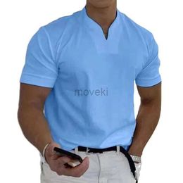 T-shirts voor heren Tushangge Mens Polo T-shirts korte mouw v-hals tops dagelijkse heren vaste kleur kleding shirts workout fitness sportkleding 2443