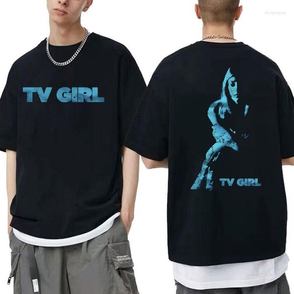 Camisetas para hombre, camiseta con estampado de doble cara de Tv Girl, camiseta de la noche en cuestión, camisetas de salida francesa, camisetas casuales para hombre, moda Unisex