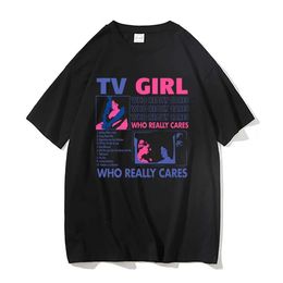 T-shirts masculins TV Girl qui se soucie vraiment de t-shirts à imprimé graphique Men des femmes Fashion Vintage surdimension