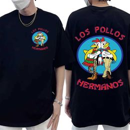 T-shirts masculins série télévisée Breaking Bad Los Pollos Hermanos Tshirt imprimé à double face