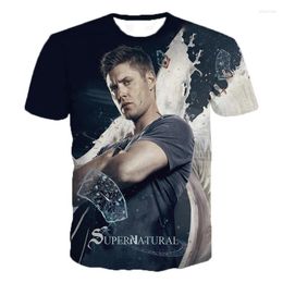 Camisetas de hombre TV Supernatural 3D impreso camiseta Horror Drama hombres mujeres niños moda Casual ropa de calle de gran tamaño camisetas de manga corta