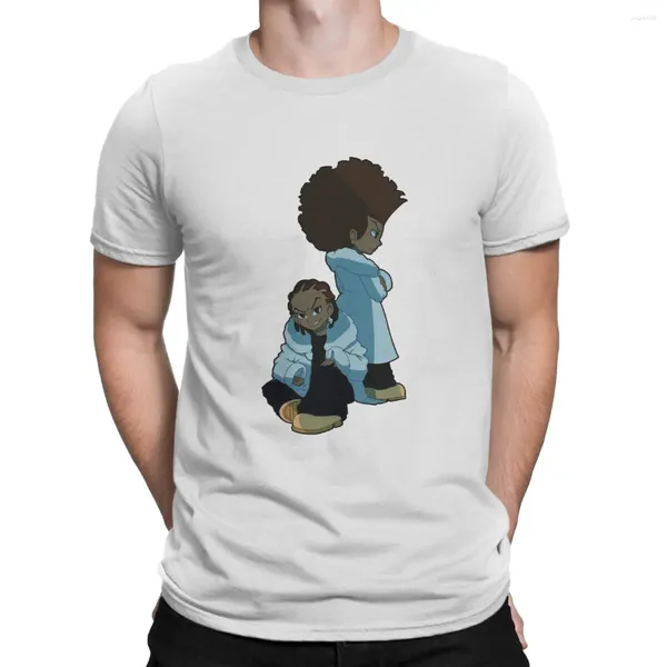 T-shirts pour hommes deux t-shirts de personnage hommes les boondocks loisir pur coton tee-shirt o cou à manches courtes