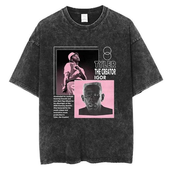 T-shirts hommes Tyler The Creator T-shirt graphique à la mode Hip-Hop Mens Street Vêtements de haute qualité coton rétro surdimensionné noir T-shirt à manches courtes J240221