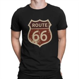 T-shirts masculins U S Route 66 Brown Sign Tshirt Homme Mens Tees Polyester T-shirt pour hommes T240425