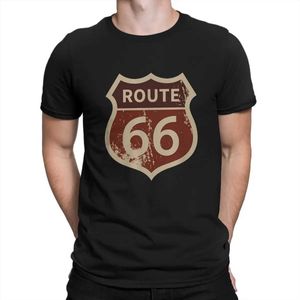 T-shirts masculins U S Route 66 Brown Sign Tshirt Homme Mens Tees Polyester T-shirt pour hommes T240425