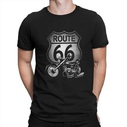 T-shirts masculins U S Route 66 Motorcycle Road Tshirt Graphic Men Tops Vintage Alternative Summer Polyester Clothing Harajuku T-shirt T240425