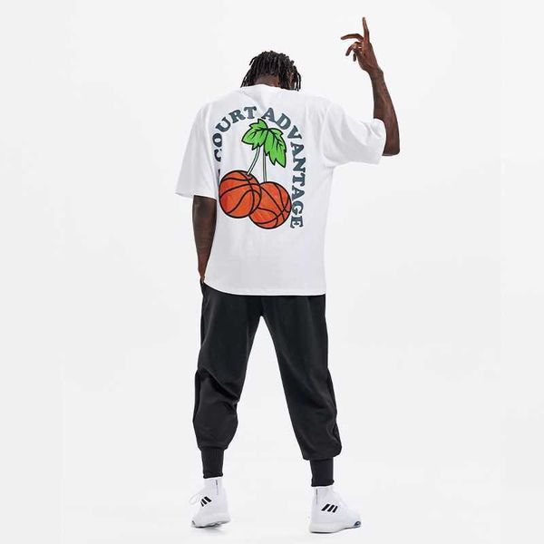 T-shirts pour hommes UH Cherry Sourire Visage Manches courtes Street Loose Basketball Tee Shirt de tir T2303071