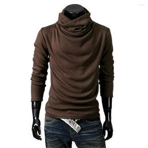 Camisetas de hombre Reino Unido Mens Casual Turtle Neck Pullover Knit Jumper Tops Warmer T-Shirts Solid manga larga Sweatwear