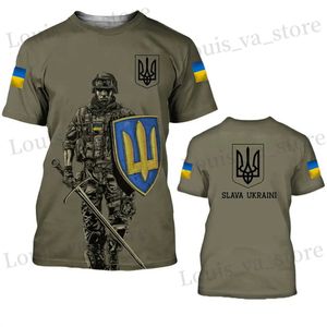 T-shirts masculins Ukraine drapeau chemise t-shirt t-shirt tops ukrainien camouflage courte jersey slve mon-cou o cou surdimension