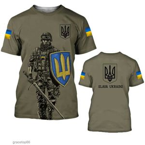 T-shirts pour hommes Drapeau de l'Ukraine Chemise T-shirt pour hommes Tops Armée ukrainienne Camouflage Maillot à manches courtes Été O-cou surdimensionné Streetwear T-shirts pour hommes 0m81