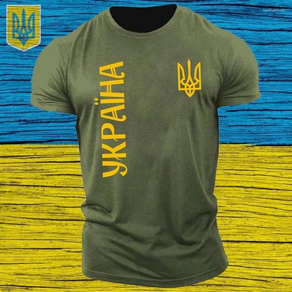 Camisetas para hombre, camiseta con logotipo de Ucrania, camiseta táctica Zelensky ucraniana, camiseta Harajuku, camiseta con escudo de armas de recuerdo, verde militar