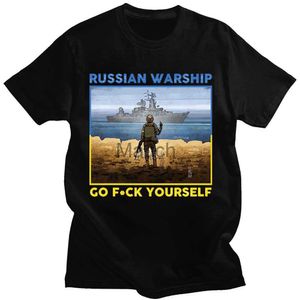 T-shirts pour hommes Ukraine Timbre-poste Drapeau Pride Graphics T-shirts Navire de guerre russe Go F Yourself Hommes T-shirt à manches courtes Casual Cotton Tees J230625