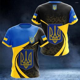 T-shirts pour hommes Ukraine T-shirts Drapeau ukrainien Chemise 3D Imprimé O-Neck Surdimensionné Manches Courtes Jersey Mode Hommes Vêtements Streetwear