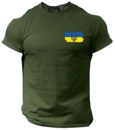 T-shirts masculins Ukraine Trident Flag manaches d'armes T-shirt militaire T-shirt à manches courtes décontractées en coton O-cou d'été T-shirts 2445