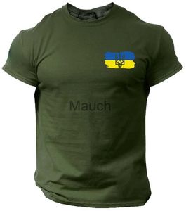 T-shirts pour hommes Ukraine Trident Drapeau Armoiries Militaire Hommes T-shirt À Manches Courtes Casual Coton ONe D'été T-shirts J230625