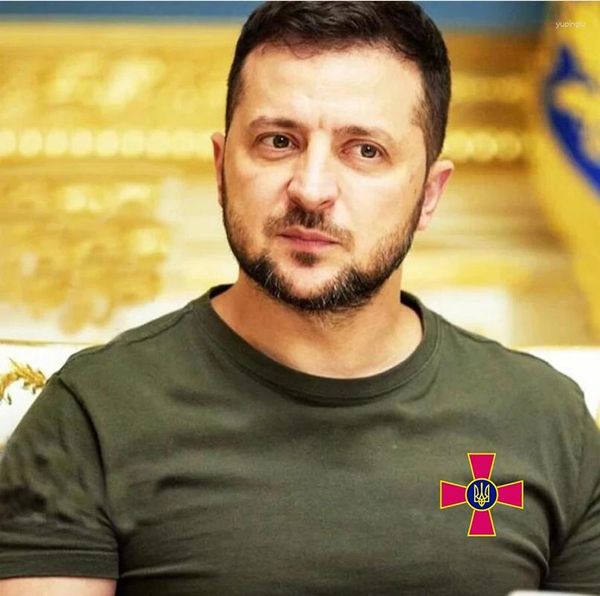 Camisetas para hombre, camisa de Ucrania Zelensky, camiseta de entrenamiento táctico militar del ejército, camiseta cruzada con emblema ucraniano, Logo, regalo para niño de algodón