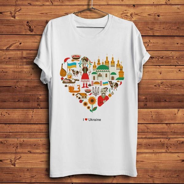 Camisetas para hombre, camiseta con símbolos ucranianos, camiseta blanca de verano para hombre y mujer, camiseta informal de manga corta para hombre, divertida camiseta divertida de Ucrania