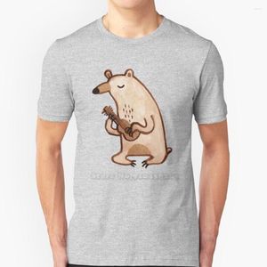 T-shirts pour hommes ukulélé ours chemise été mode décontracté coton col rond Uke guitare mignon Animal bois sauvage