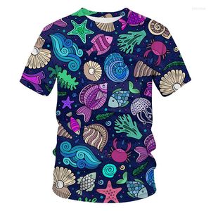 Camisetas para Hombre Patrón De Mundo Submarino Camiseta con Estampado 3D De Dibujos Animados Estilo Retro Calle Europea Y Americana Moda De Manga Corta De Gran Tamaño