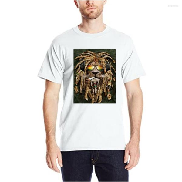 Camisetas para hombre, camiseta con gráfico de León UNEY, camiseta de algodón de tamaño asiático con animales, camisetas de manga corta con cuello redondo para hombre y mujer, Color sólido