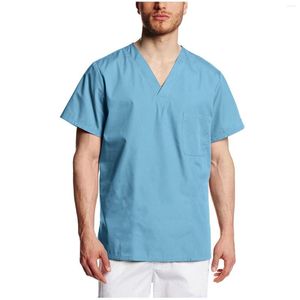 Camisetas para hombre Uniforme Ropa de trabajo Scrubs Set Top Clásico Manga corta Clínica Salón de belleza Farmacia