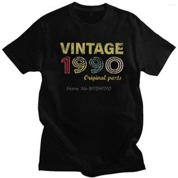 Heren T-shirts Unieke Vintage 1990 Originele Onderdelen Tee Korte mouwen Katoenen T-shirt Vrije tijd T-shirt Verjaardagsshirt Harajuku Streetwear