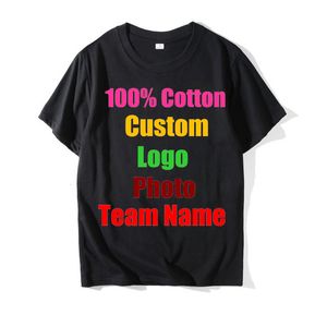 T-shirts voor heren unisex Custom Printing gepersonaliseerde heren Harajuku Solid Color Tekst POS POS Kledingadvertenties Pure katoen T-shirt 230302