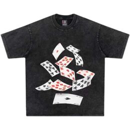 T-shirts masculins Unisexe Goth Poker Imprimé Pure Coton Blouse T-shirt surdimensionné en vrac Wild Tees High Street American Style Tops Y2K J240409