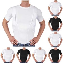 T-shirts masculins T-shirt unisexe Hidden Holster avec élasticité haute élasticité Unisexe Couleur solide respirant t-shirt à manches