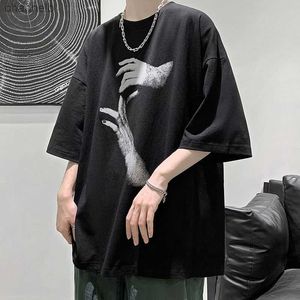 T-shirts pour hommes Unisexe Hip Hop Punk T-shirt Homme Loose Rock T-shirt Drôle Homme Casual Doigt Imprimé Tops Été Surdimensionné Tshirt Streetwear Blanc Top Tees L230518