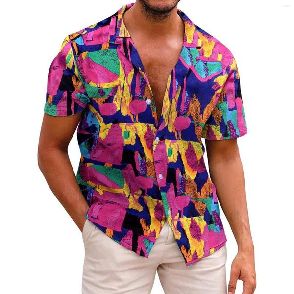 T-shirts pour hommes unisexe hommes hawaïen floral boutonné vacances tropicales plage tenues d'été tournant 50 pour hommes