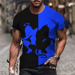 T-shirts voor heren, unisex overhemd Cartoon Kleurenblok Grafisch Ronde hals 3D Print Dagelijks Vakantie Korte mouw Kledingontwerper Casual Big Tall