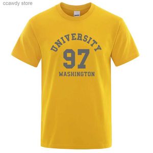 T-shirts masculins University 97 Washington Hip Hop Tter Goth Cloths Men Loose Oversize Summer Tshirts Cotton T-shirt Tops décontractés H240507