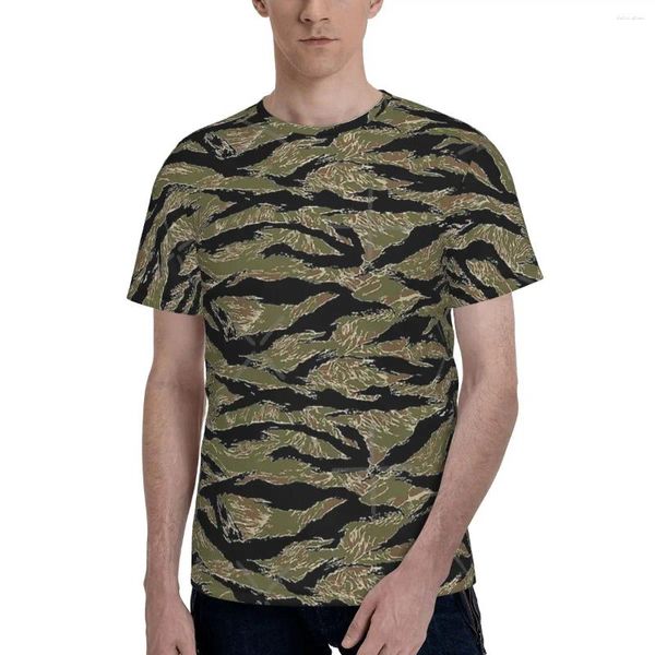 T-shirts pour hommes US Army Camouflage Tiger Stripe Col rond T-shirt imprimé complet 3D 3 Dimension Cool Tissu Chemise classique Vêtements pour hommes