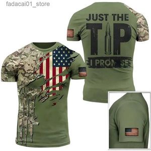 T-shirts voor heren US Flag Heren T-shirt 3D Gedrukt US Camo T-shirt Crew halslijn Extra grote top met korte mouwen Street Clothing Sports T-shirtq240425