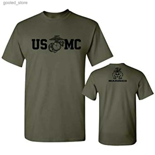 Camisetas para hombres US Marine Bulldog USMC Camiseta militar 100% algodón O-cuello Verano Manga corta Casual Camiseta para hombre Tamaño S-3XL Q240316